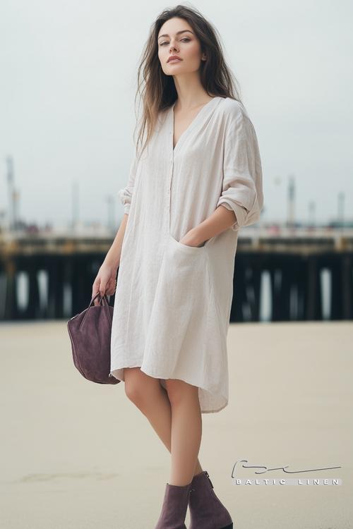 Stylish Eco-Friendly Linen Tunic with Stunning Brighton Pier View
