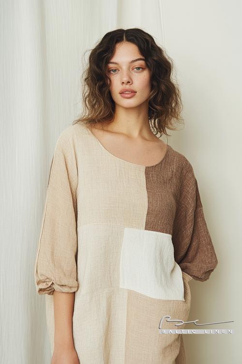"Embrace oversized beige linen dress for chic summer style"