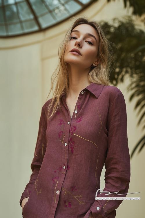 Ombre Hair and Linen Shirt Styled for a Stunning Night Out