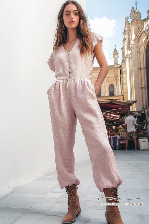 Stylish linen blouse in an eco-friendly fashion setting