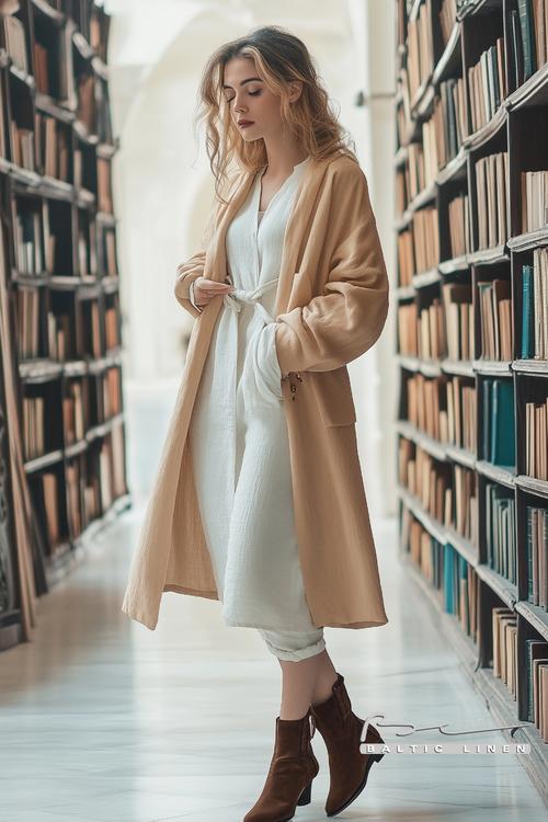 Eco-Friendly Linen Coat Fashion in Granada's Stunning Plaza