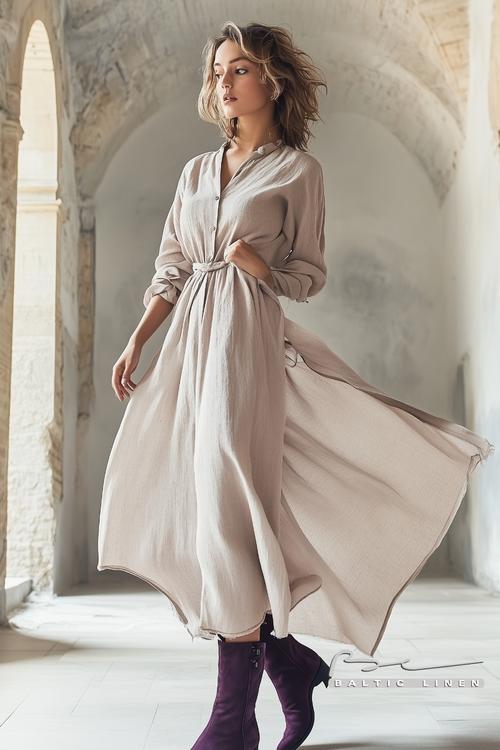 Stunning Linen Dress in Granada's Colorful Market Scene