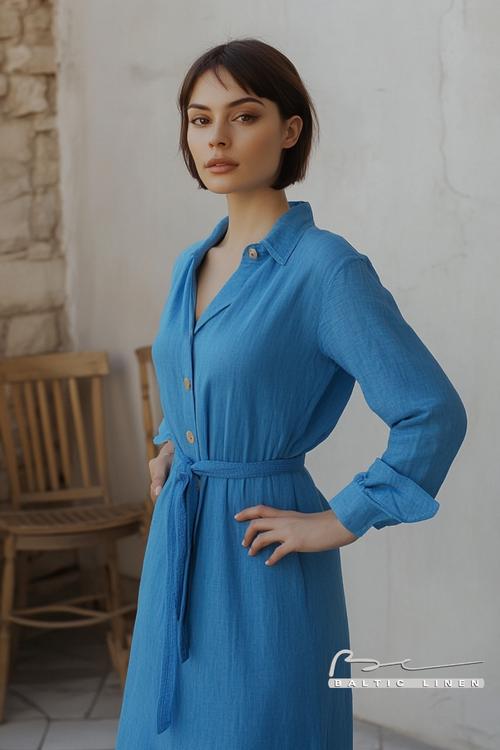 Blue linen dress styles for spring wardrobe inspiration and ideas