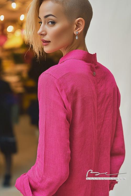 "Bold Neon Hair with Fuchsia Shirt in Granada's Alcaicería Night"