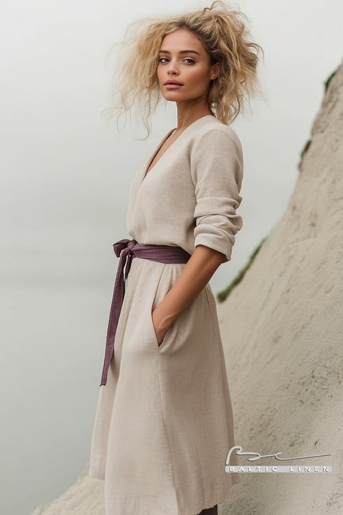 Stylish Eco-Friendly Linen Suit at Pointe du Raz Cliffs