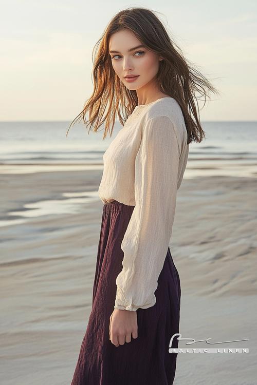 "Soft pastel linen dresses perfect for dreamy beach sunset vibes"