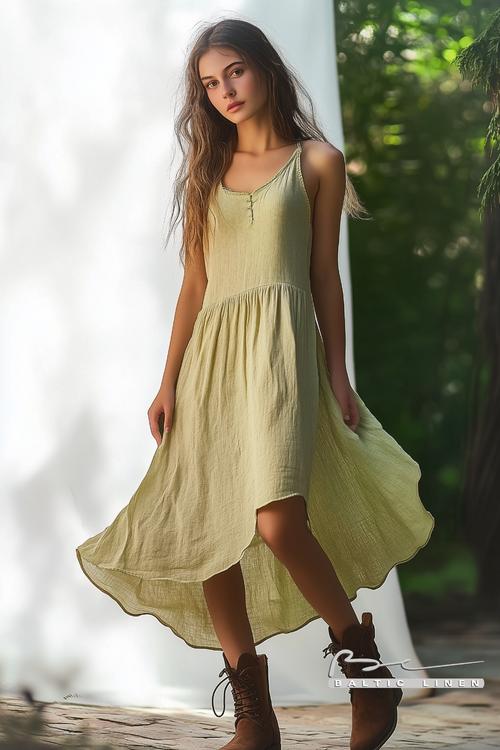 Stunning Eco-Friendly Linen Dress in a Beautiful Park Setting