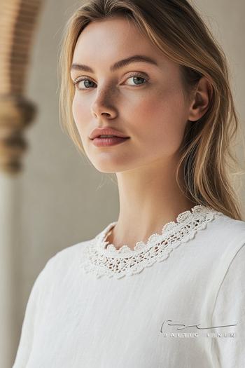 Stunning portrait in white linen t-shirt near Mezquita-Catedral