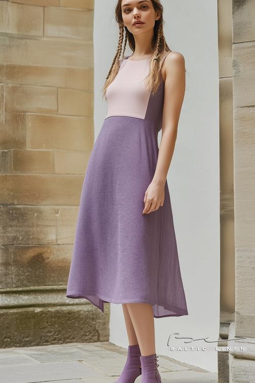 Elegant purple linen dress for a charming vintage style look