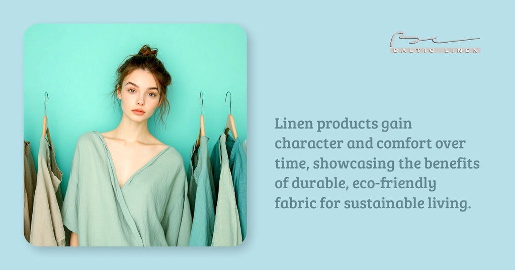 Linen products gain character and comfort over time, showcasing the benefits of durable, eco-friendly fabric for sustainable living.