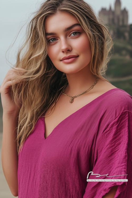 Beachy Waves and Fuchsia Style Portrait of Mont Saint-Michel