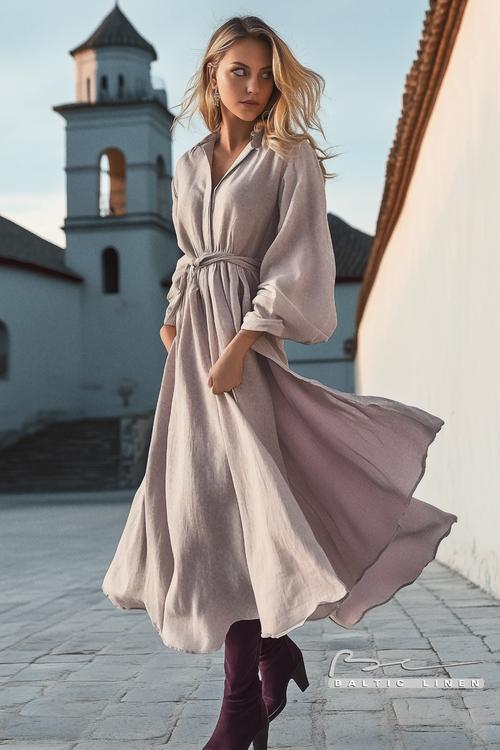 Stunning Eco-Friendly Linen Dress Against Granada's Basilica at Blue H