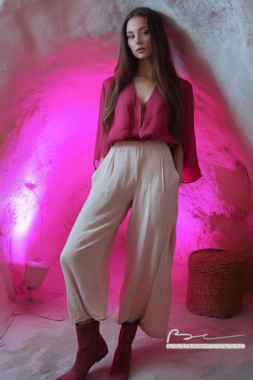 Eco-Friendly Linen Blouse Showcased in Granada's Sacromonte Caves