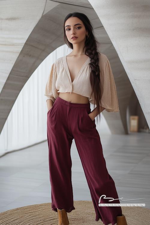 Effortless Linen Blouse with Fishtail Braid for Chic Eco Style