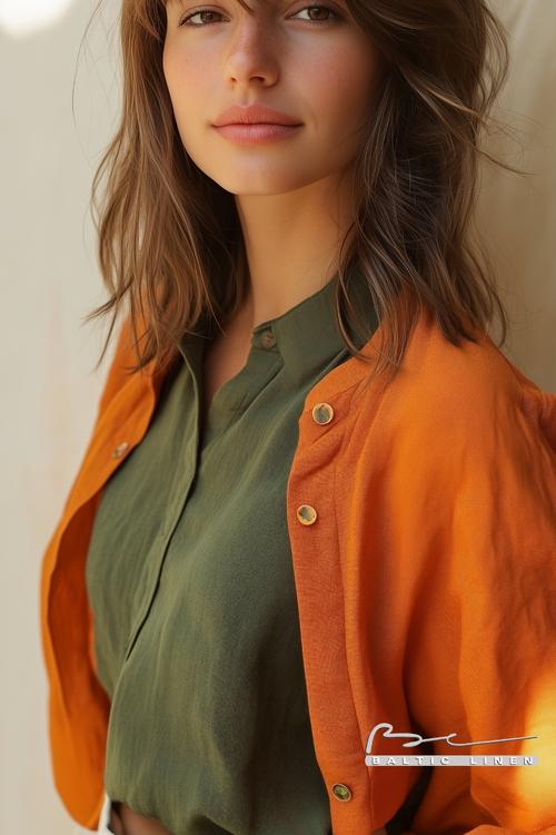 Eco-Friendly Linen Shirt: Stunning Woman in Granada Portrait