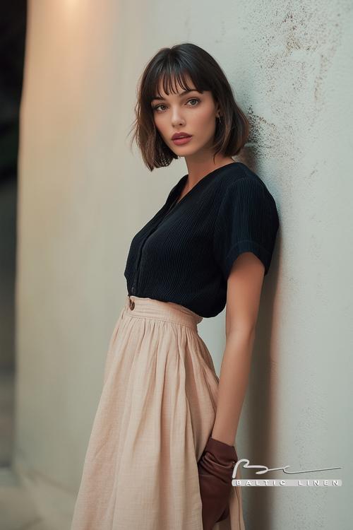 Eco-Friendly Fashion Portrait from Above on the Beautiful Riviera