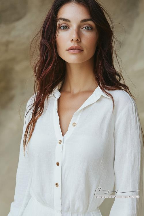 Burgundy hair and white dress capturing Granada's stunning style
