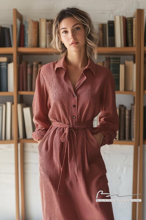 Stylish oversized linen shirt dress ideal for golden hour photography