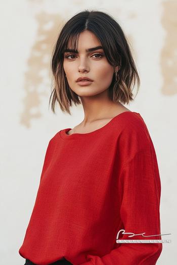 Aerial View of Stylish Red Linen Outfit Bathed in Golden Light