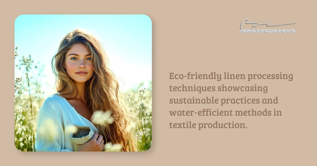 Eco-friendly linen processing techniques showcasing sustainable practices and water-efficient methods in textile production.