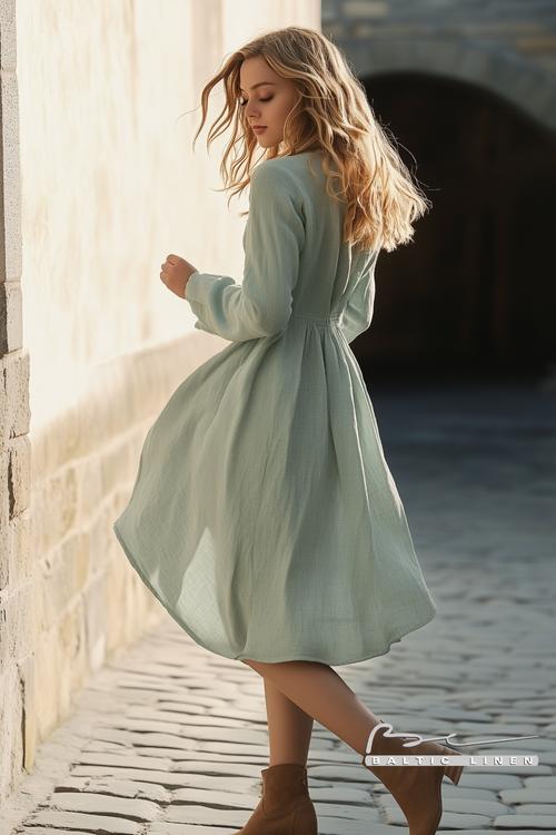 Stunning mint linen dress perfect for spring style inspiration