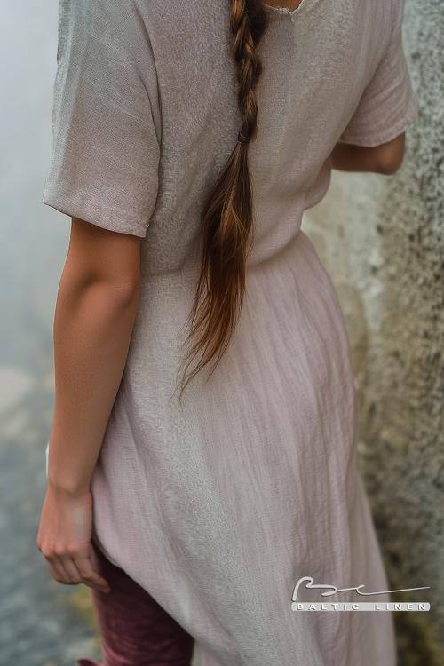 Dreamy Eco-Friendly Linen Dress in Misty Granada with Unique Design