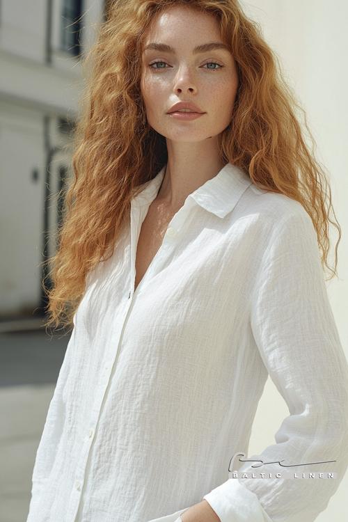 Notting Hill style inspiration featuring a stylish white linen shirt.