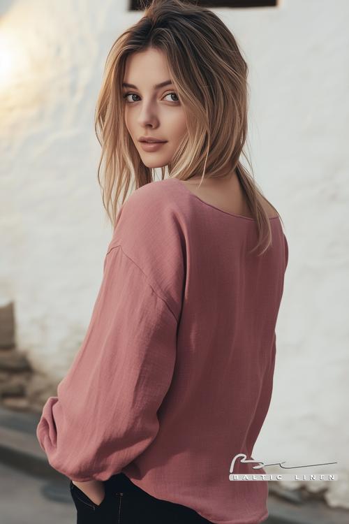 Stunning nighttime fashion with ombre hair and dusty rose blouse