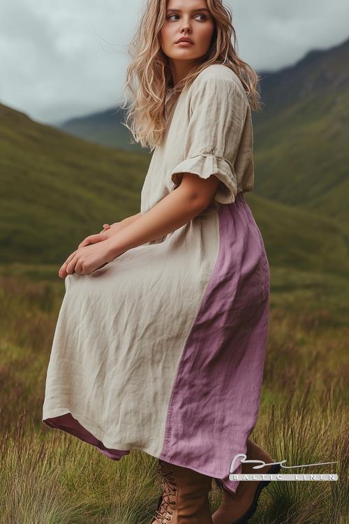 Captivating Scottish Highlands Portrait with Stylish Linen Dress