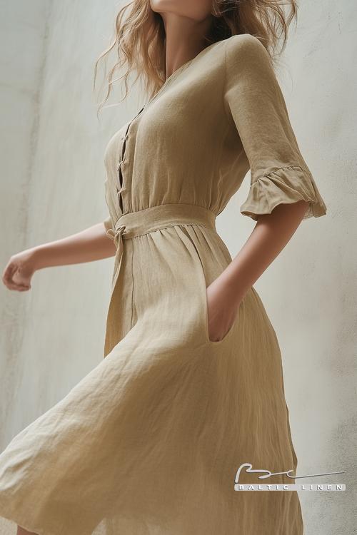 Eco-Friendly Linen Dress in Granada's Misty Atmosphere