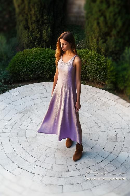 Linen dress with neon hair by antique bookshelf aesthetic