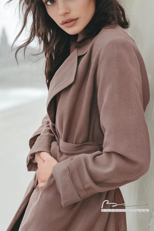 Eco-Friendly Fashion: Tousled Hair & Linen Coat at Mont Saint-Michel