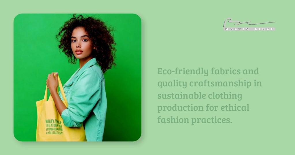 Eco-friendly fabrics and quality craftsmanship in sustainable clothing production for ethical fashion practices.