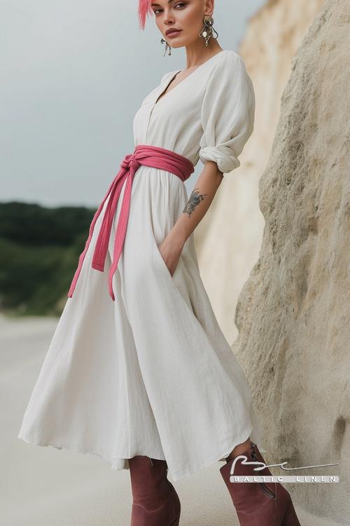 Bold neon hair and eco-friendly fashion at Durdle Door, Dorset