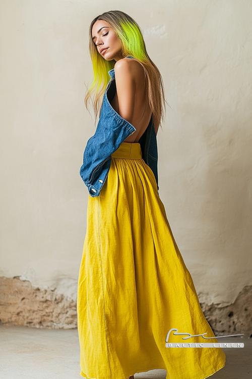 "Neon hair and yellow skirt in vibrant Granada culture"