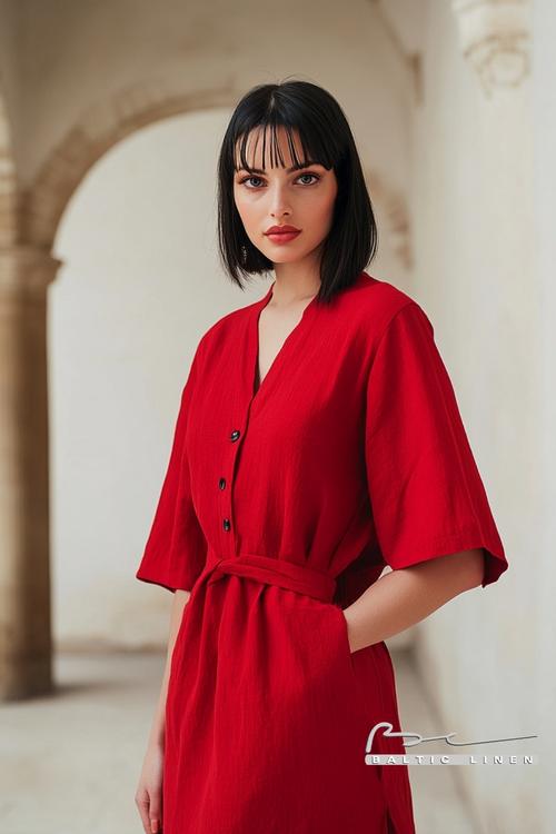 Chic Red Linen Dress Inspiration in Córdoba Fashion Scene