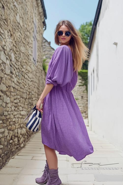 Stunning violet linen dress inspired by the charm of Locronan