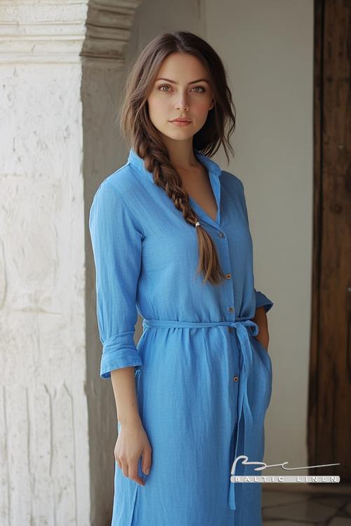 Stunning blue linen dress inspired by Granada's natural beauty