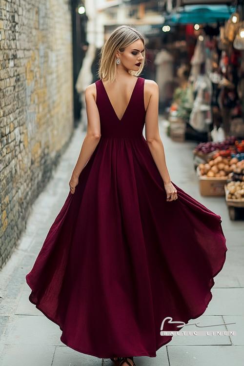 Stunning pixie cut and maroon maxi dress at Borough Market