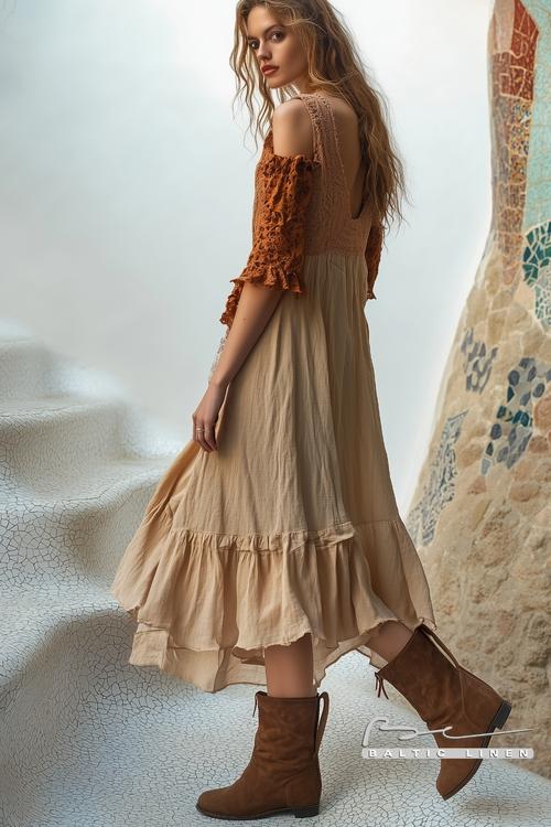 Eco-Friendly Dress in Park Güell: Stylish Nature-Inspired Outfit