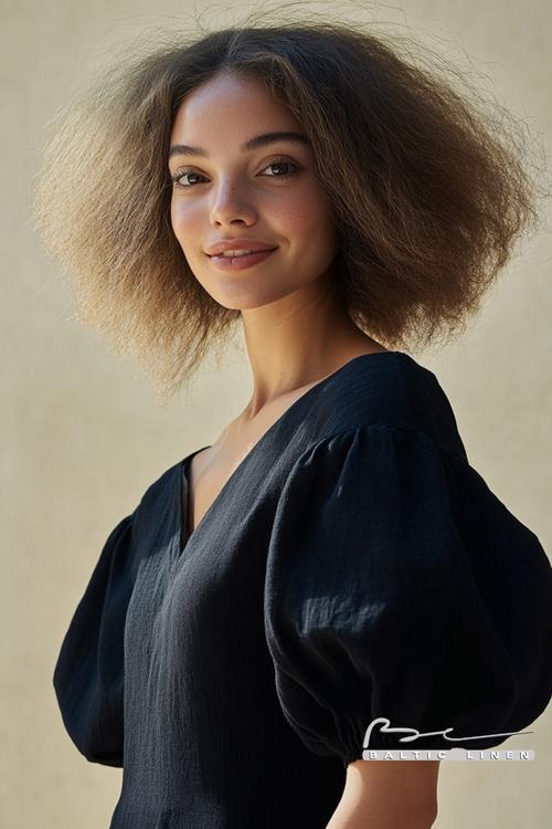 Elegant black linen dress for effortless evening style in Granada
