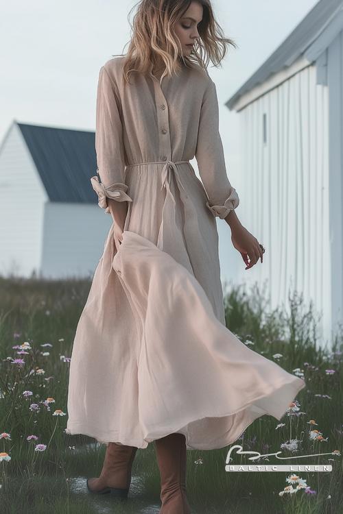Eco-Friendly Linen Dresses Showcased in Beautiful Natural Settings