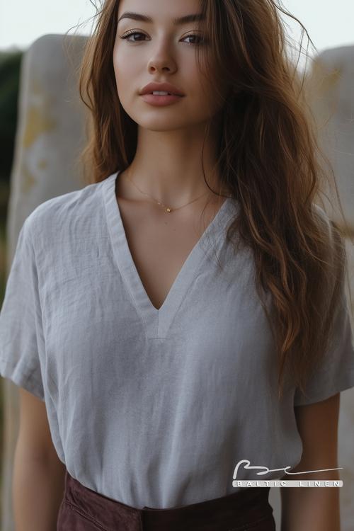 Eco-Friendly Linen Fashion Surrounded by Carnac Stones Serenity