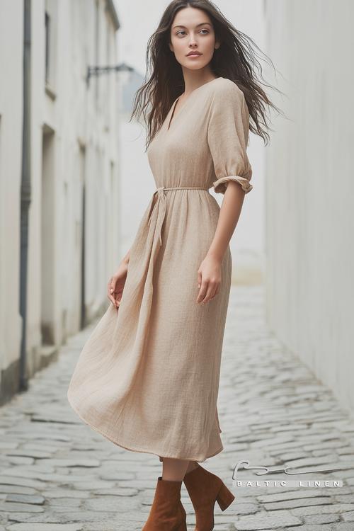 Dreamy linen dress photography in scenic Saint-Malo