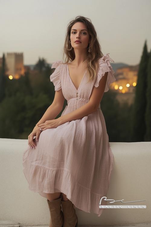 Eco-Friendly Fashion: Linen Elegance Under Starlit Alhambra Sky