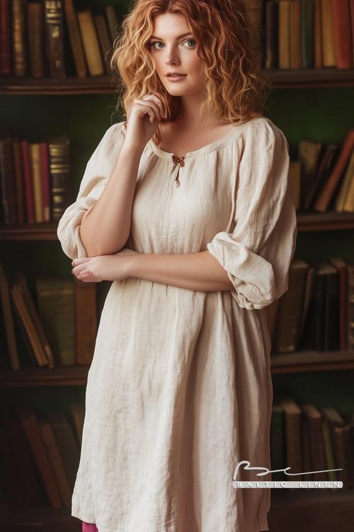 Beautiful full-body photo in linen dress with Granada's golden light