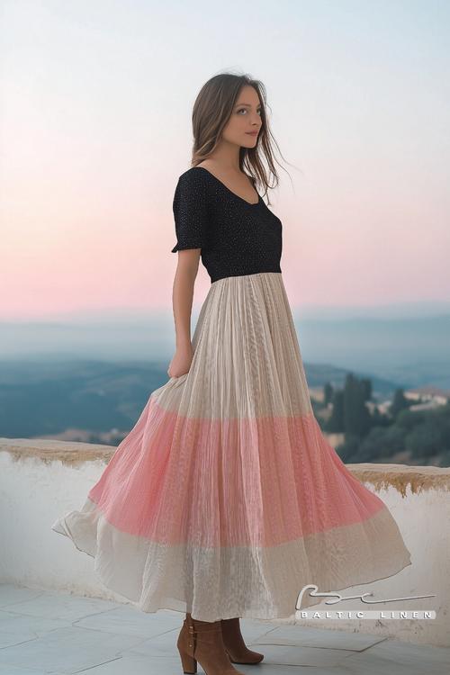 Stunning Woman in Linen Dress with Granada's Enchanting Blue Hour
