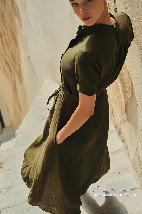 Eco-Friendly Fashion: Beautiful Linen Dress in Scenic Locronan