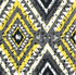 Geometric pattern with yellow, black, and white triangles on a gray background
