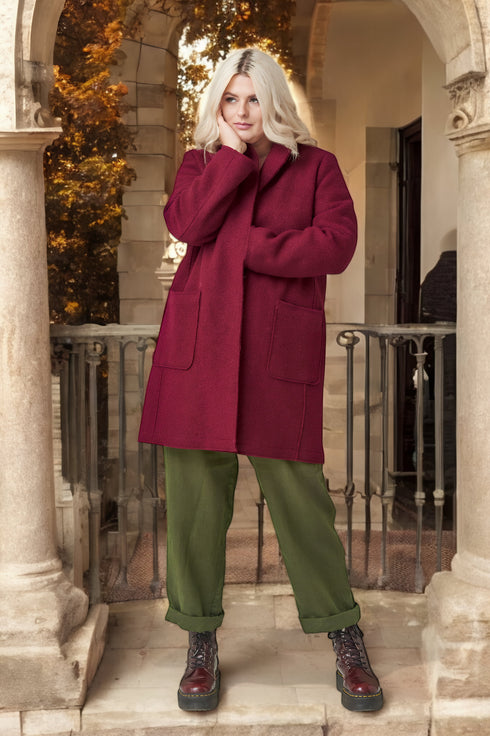 Classics style wool coat with long sleeves and pockets Erika from Baltic Linen